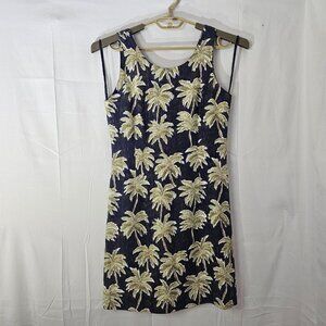 Pineapple Moon Silk Dress Womens Small Tank Sleeveless Palm Tree Beach Hawaiian